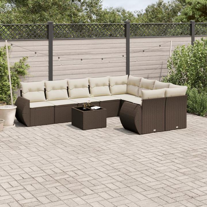Image du produit vidaXL Meuble de jardin Canapé Ensemble de jardin Ensemble de jardin 10 pièces Marron
