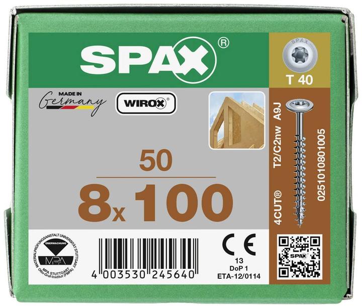 Produktbild Spax Tellerkopf T-Star Plus T40 Vollgewinde Wirox (50 Schrauben pro Stück)