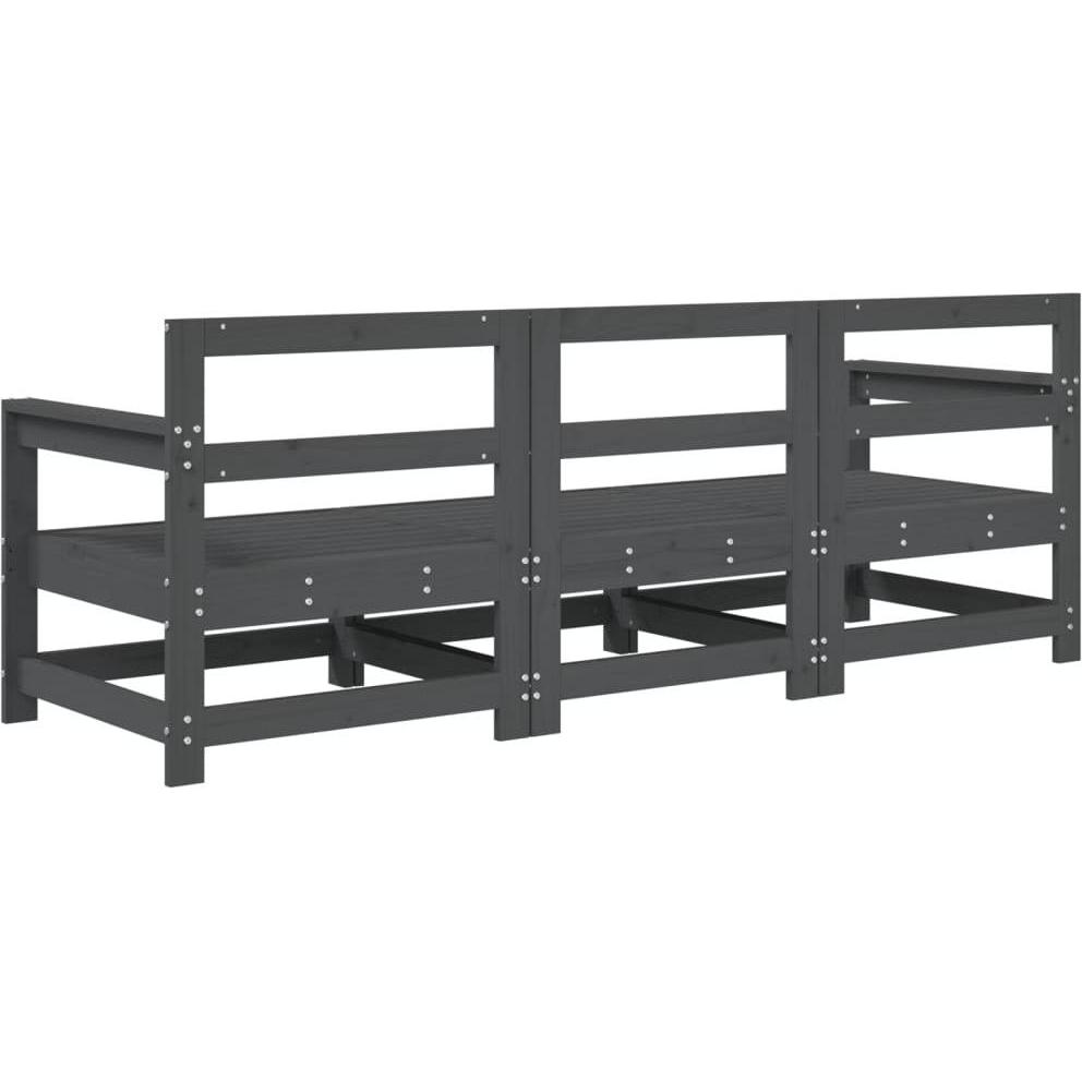 VidaXL, Gartenlounge, 3-tlg. Garten-Lounge-Set Grau Massivholz Kiefer,Farbe