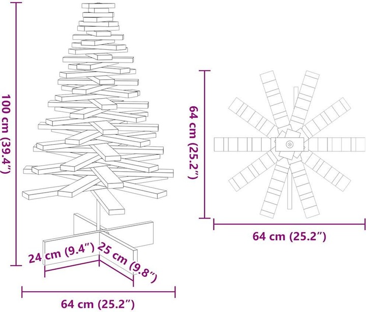 Produktbild VidaXL Weihnachtsbaum Holz Tannenbaum Deko Holzbaum Weiss 100cm Massivholz Kiefer