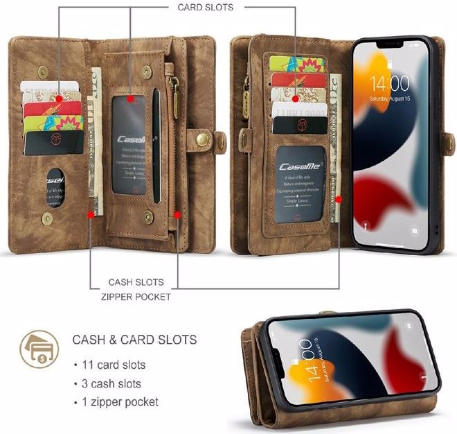 Produktbild Caseme Leder Portemonnaie mit Plastik Hülle (Apple iPhone 13 Pro Max)