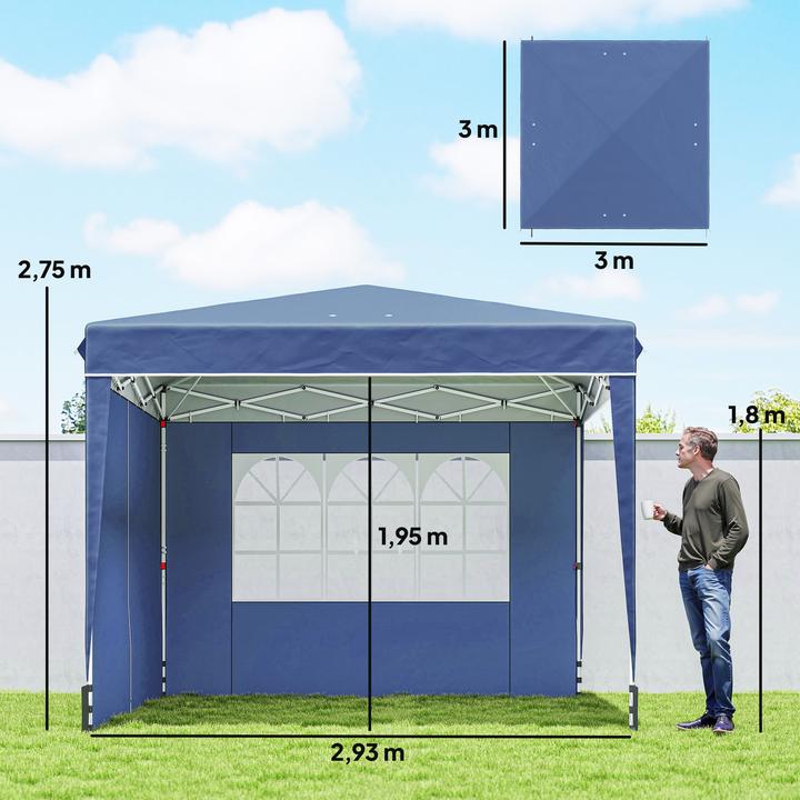 Actual product image Outsunny Faltpavillon Metall, Oxfordstoff Dunkelblau (300 cm, 300 cm)