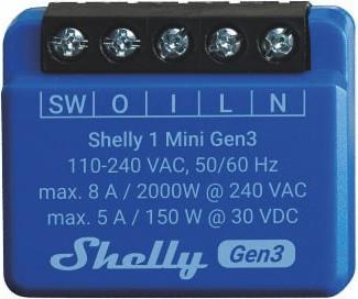 Produktbild Shelly WLAN-Schaltaktor Plus 1 Mini Gen 3, blau, 4 Stück (Schaltaktor)