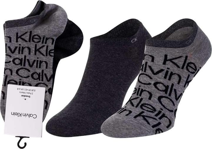 Produktbild Calvin Klein Mens Logo Men's Liner Socks 2 Pack Sneaker, mid Grey Melange, 39/42 (2er Pack, 39 - 42)