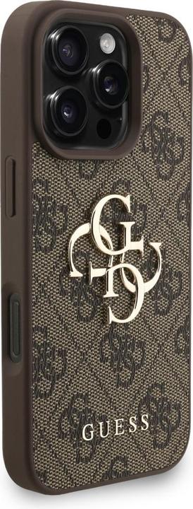 Produktbild Guess PU 4G Metal Logo Strap Back Cover für iPhone 16 Pro Max Braun (Apple iPhone 16 Pro Max)