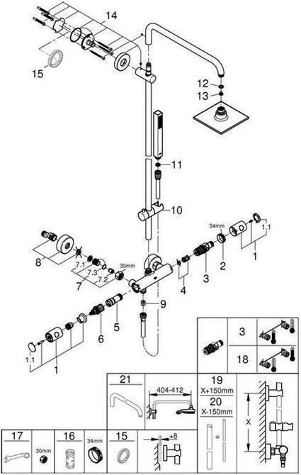Actual product image Grohe Shower system EUPHORIA SYSTEM 152 m thermostat battery chr