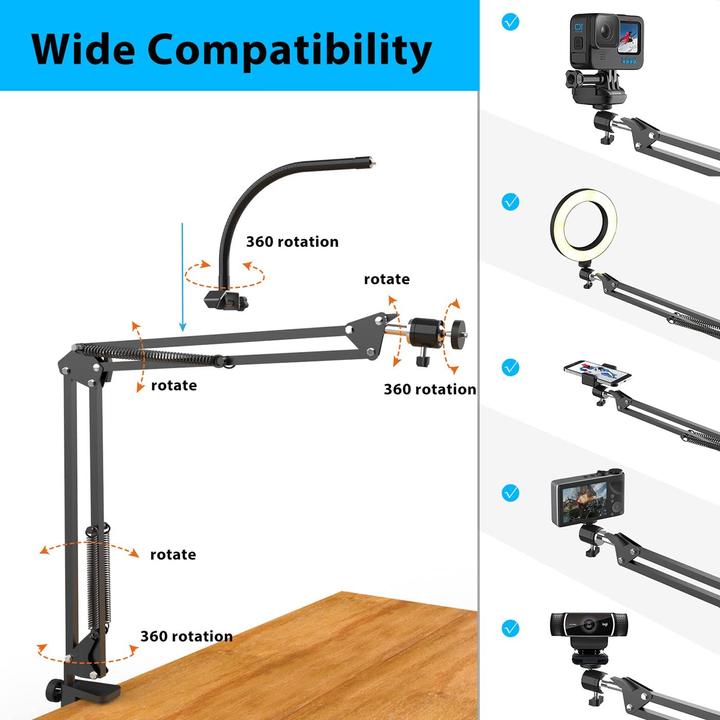 Actual product image Pozliv Overhead Tripod Mobile with Ring Light