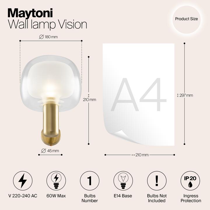 Image du produit Maytoni Vision Applique, lampe murale E14 couleur or (E14)