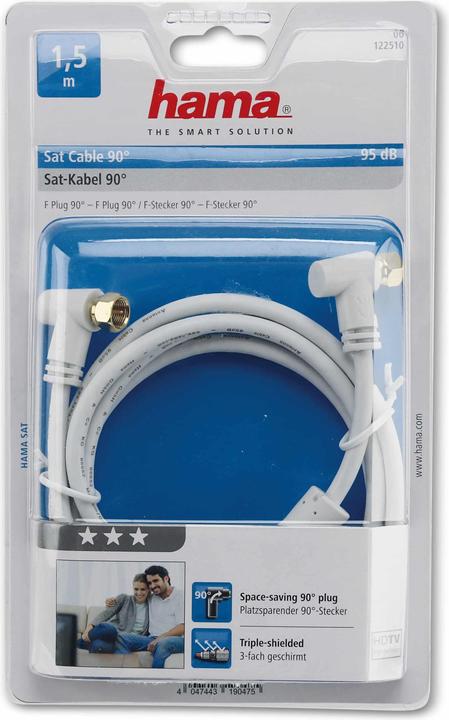 Image du produit Hama Câble de connexion SAT - plaqué or, grande tête de vis (95 dB, Câble satellite)