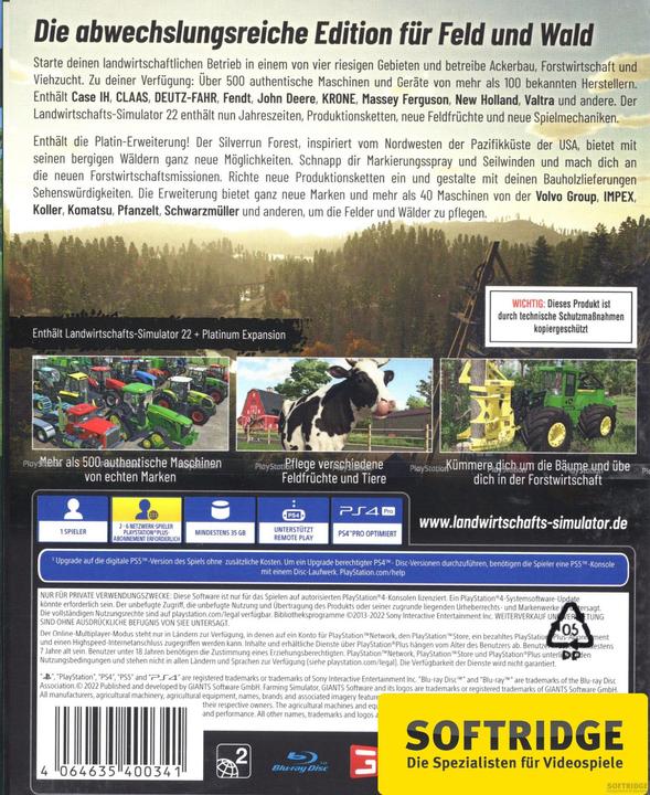 Immagine prodotto Giants Software Farming Simulator 22 - Edizione Platinum (PS4, DE)