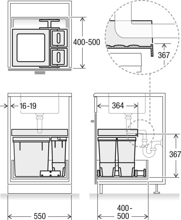 Image du produit Müllex X-LINE Syst. X55 M5 Prem. 550 mm (47 l)