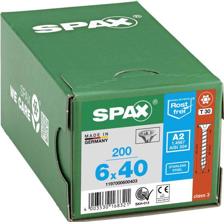 Actual product image Spax A2 Senkmultikopf T-Star Plus T30 Vollgewinde (200 Screws per piece, 6 x 40 mm)