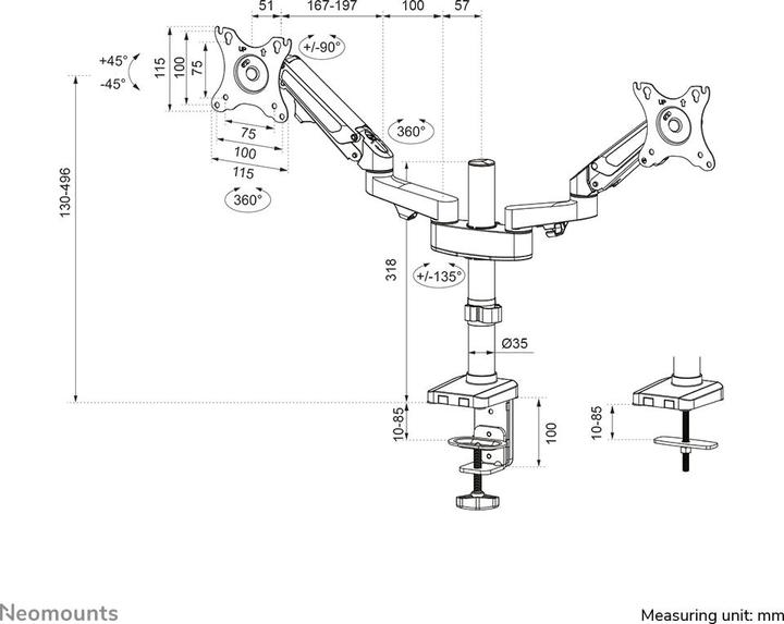 Produktbild Neomounts Desk Pole Mount (Tisch, 27", 7 kg)