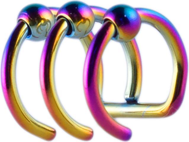 Immagine prodotto Star Piercing Fake Ear Cuff farbig mit 3 Ringen und Kugel (senza ottone, Acciaio chirurgico 316L)