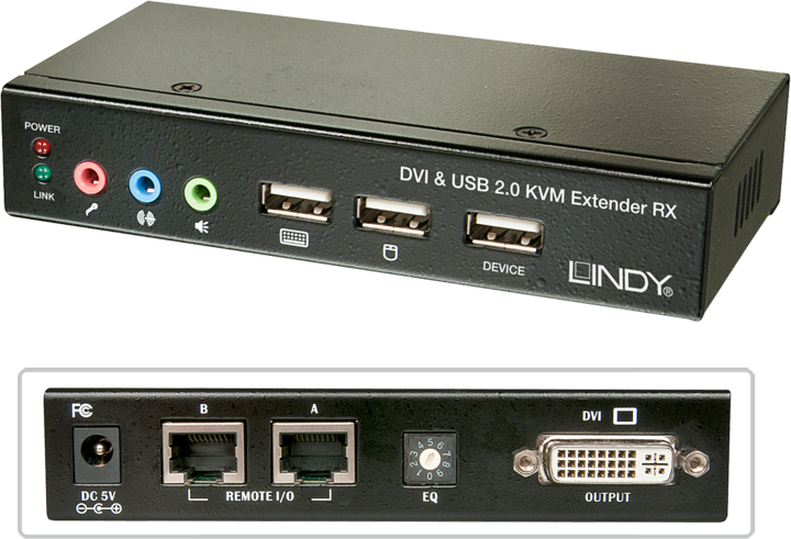 Actual product image Lindy Cat.6 KVM Extender Classic DVI USB