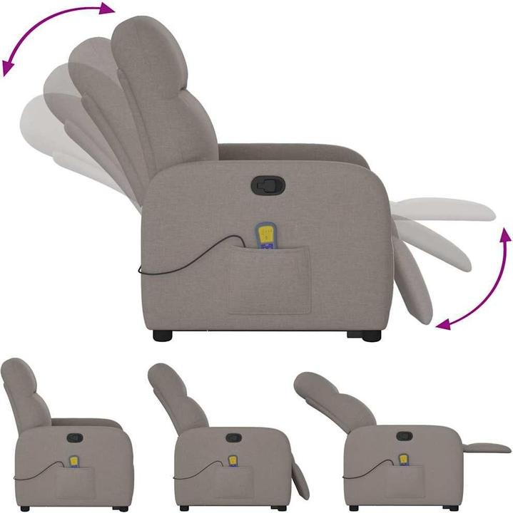 Actual product image VidaXL Massage chair with stand-up aid Taupe fabric