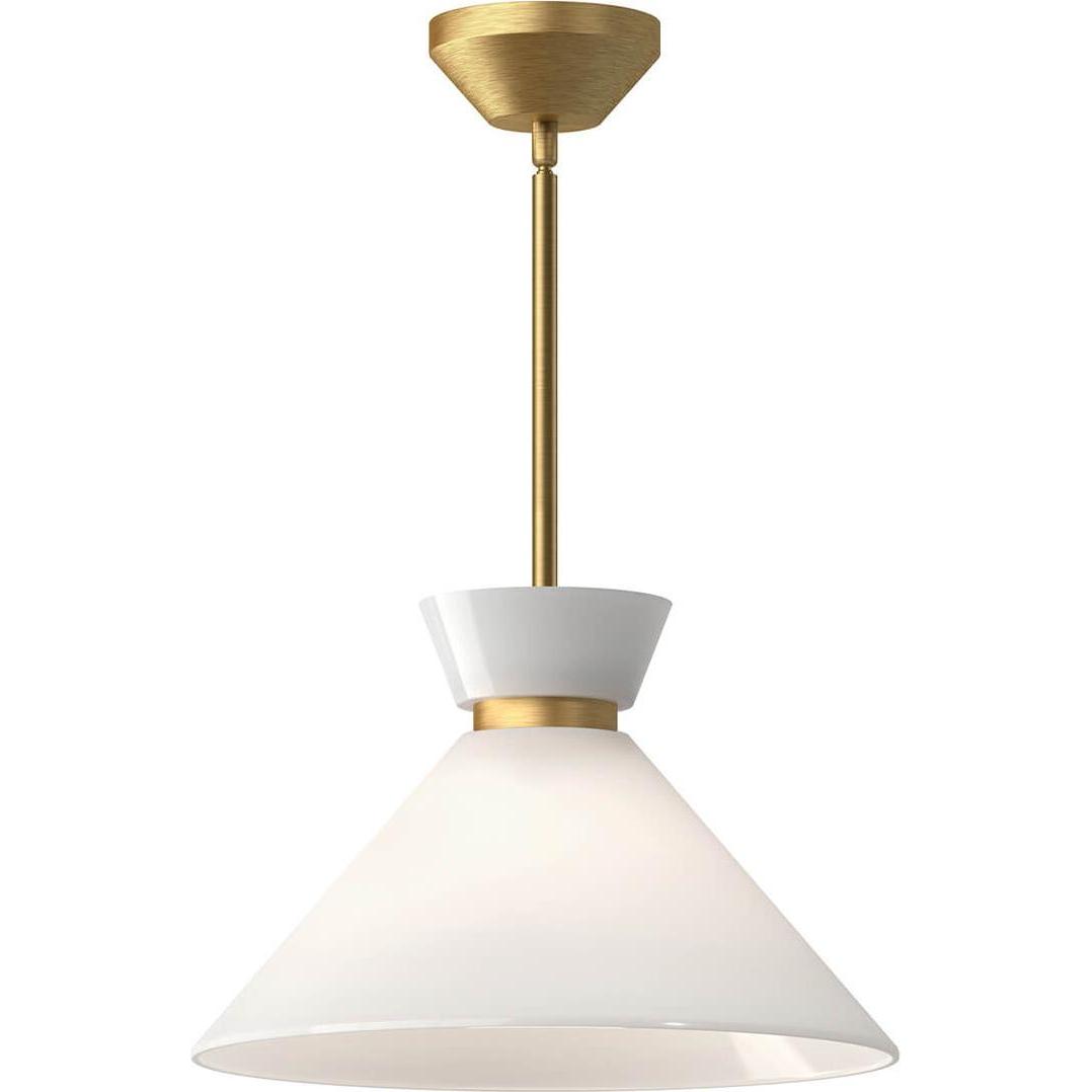 Elstead Lighting, Lampada a sospensione, Elstead Halston Pendelleuchte E27 Gebürstete Goldoptik Opal (E27)