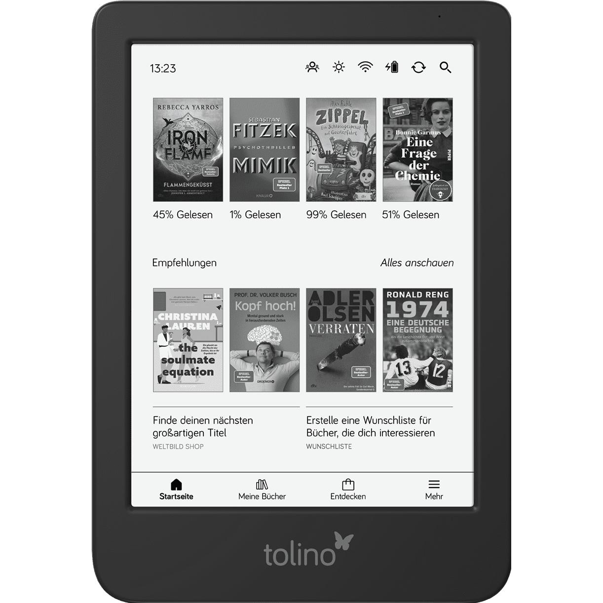 tolino Brillare (6", 16 GB, No), eReader, Nero