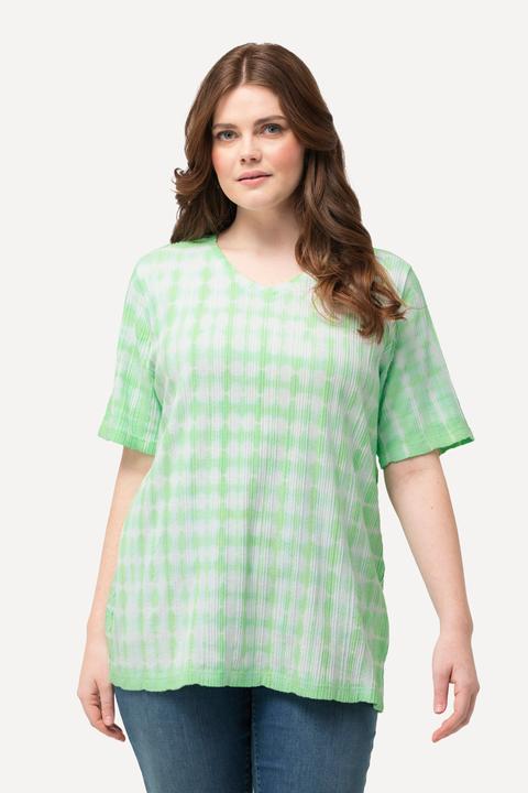 Immagine prodotto Ulla Popken T-shirt con texture, stampa batik, scollo a V e mezze maniche (42, 44)