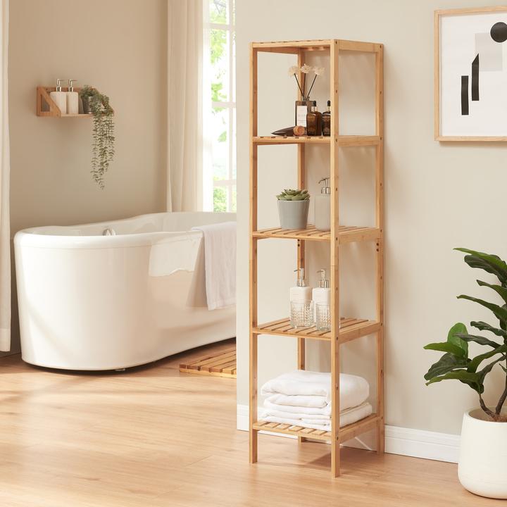 Actual product image En.Casa Standregal Lierne 140x33x34 cm Bambus Natur (33 x 34 x 140 cm)