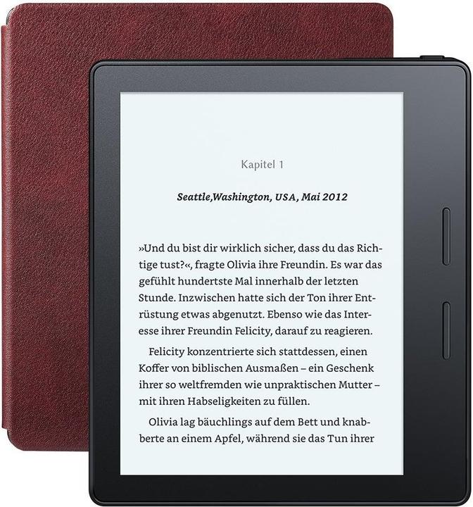 Immagine prodotto Amazon Kindle Oasis + custodia di ricarica in pelle (6", 4 GB, Bordeaux)