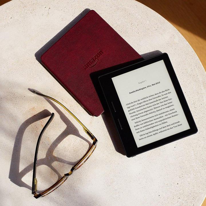 Immagine prodotto Amazon Kindle Oasis + custodia di ricarica in pelle (6", 4 GB, Bordeaux)
