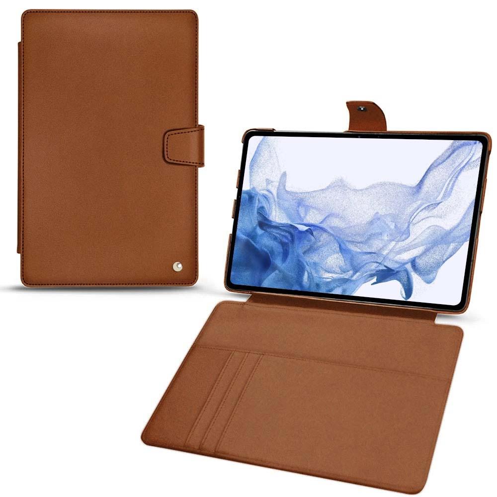 Noreve Lederschutzhülle Wallet (Galaxy Tab S8 Ultra), Tablet Hülle, Braun
