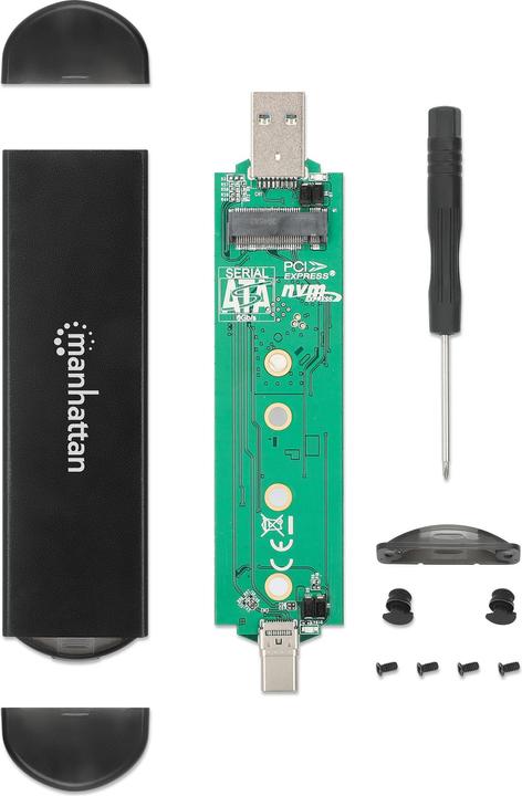 Produktbild Manhattan M.2 NVMe und SATA SSD USB-Festplattengehäuse (M.2 2230)