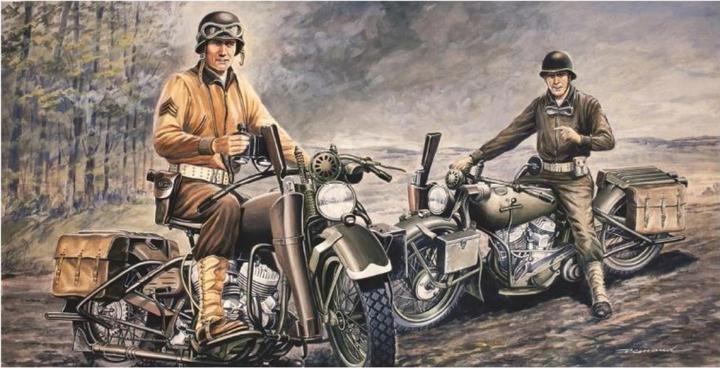 Actual product image Italeri U.S. Motorcycles WW2