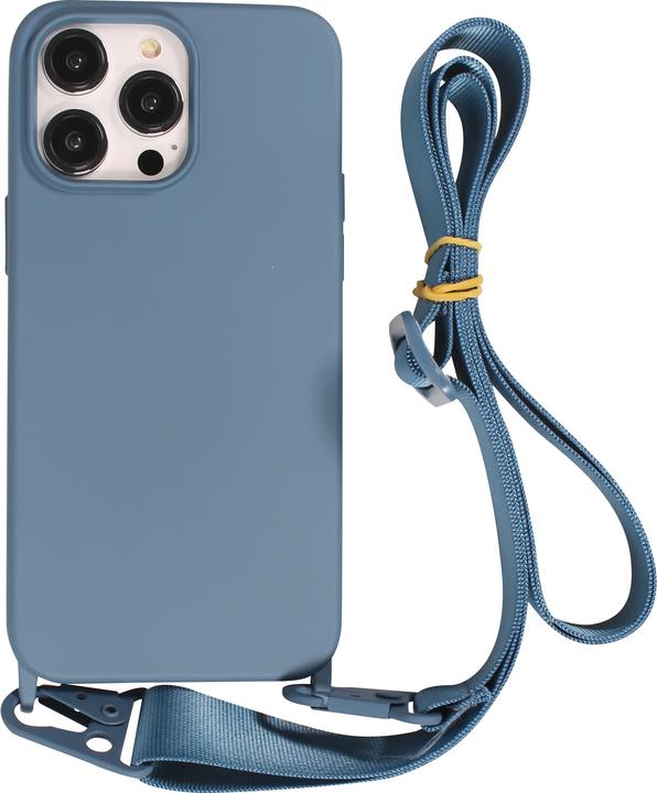 Image du produit PhoneLook Coque Silicone mat avec lanière et mousqueton en fer Deep Sea Blue (Apple iPhone 14 Pro)