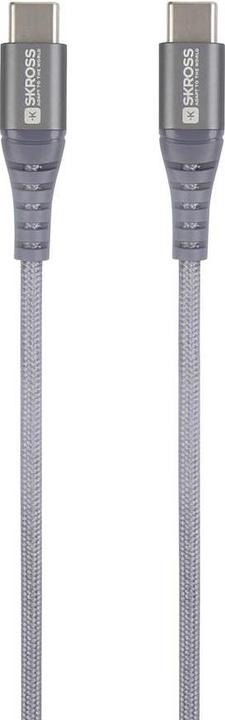 Actual product image Skross USB Cable USB-C to USB-C Cable 2.0, Braiding, 1.20m space gray (1.20 m, USB 2.0, 36 W)