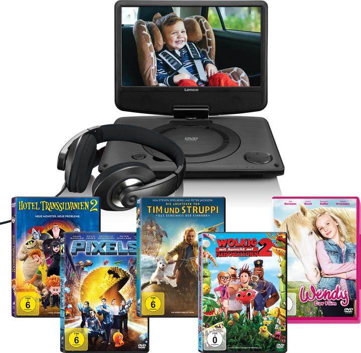 Lenco DVP-935 - DVD-speler portatile con batteria - 9 pollici - Zwart (Lettore DVD portatile)