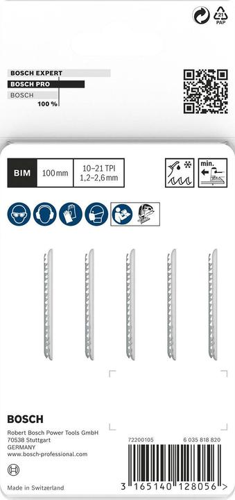 Produktbild Bosch Professional Zubehör PRO Metal thick and thin T123XF Stichsägeblatt, 100 mm, 5-tlg.