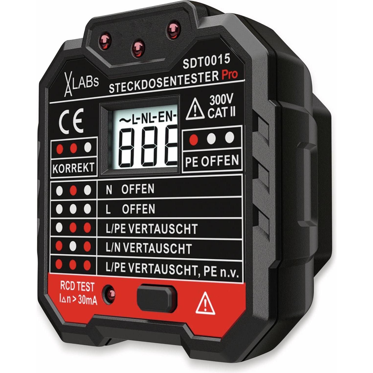 Thumbnail - VA, Multimeter, LABS SDT0015: Steckdosentester mit RCD-Prüfung und LCD