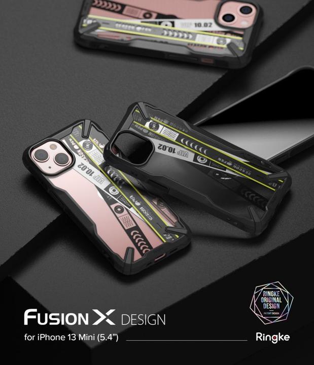 Actual product image Ringke Fusion X Design Durable Computer Case with TPU Buffer for iPhone 13 Mini Black (Ticket Tape) (FXD540 (Apple iPhone 13 mini)