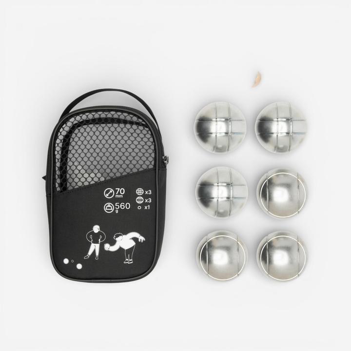 Geologic Petanque-Kugeln 100 Freizeit geriffelt Carbonstahl 6er-Set (6x, 70 mm)