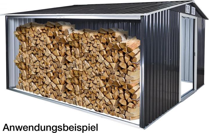 Produktbild Dema Gerätehaus mit Holzunterstand Metall 328x314x159/188cm