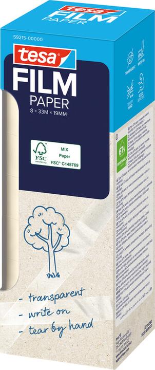 Produktbild tesa tesafilm Papier Klebeband 33m 19mm 8 Rollen Turm (19 mm)