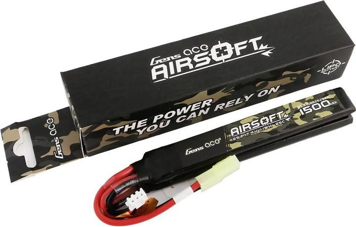Produktbild Gens Ace 25C 1500mAh 2S1P 7.4V Nunchuck 2X Airsoft Gun Lipo Battery with mini Tamiya Plug (7.40 V, 1500 mAh)