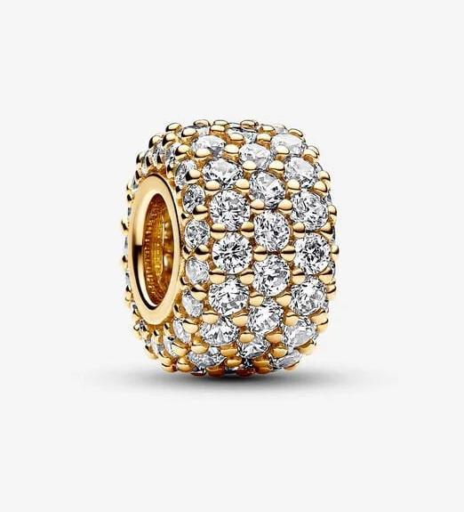 Image du produit Pandora Charm pavé scintillant à trois rangs (Métal doré jaune)