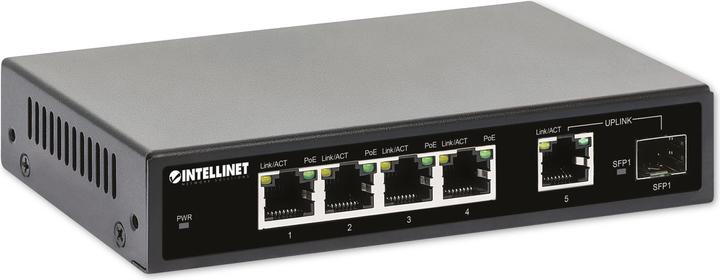 Actual product image Intellinet 5-port Gigabit PoE+ Switch 1SFP91W (5 ports)