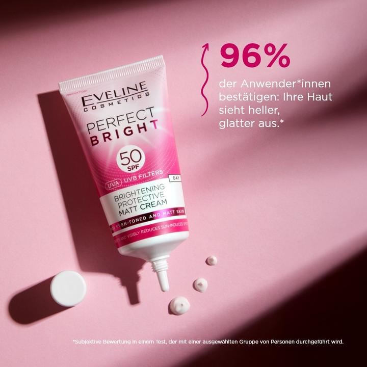 Actual product image Eveline Cosmetics Perfect Bright Face Cream SPF 50 30ml (Suntan cream, SPF 50, 30 ml)