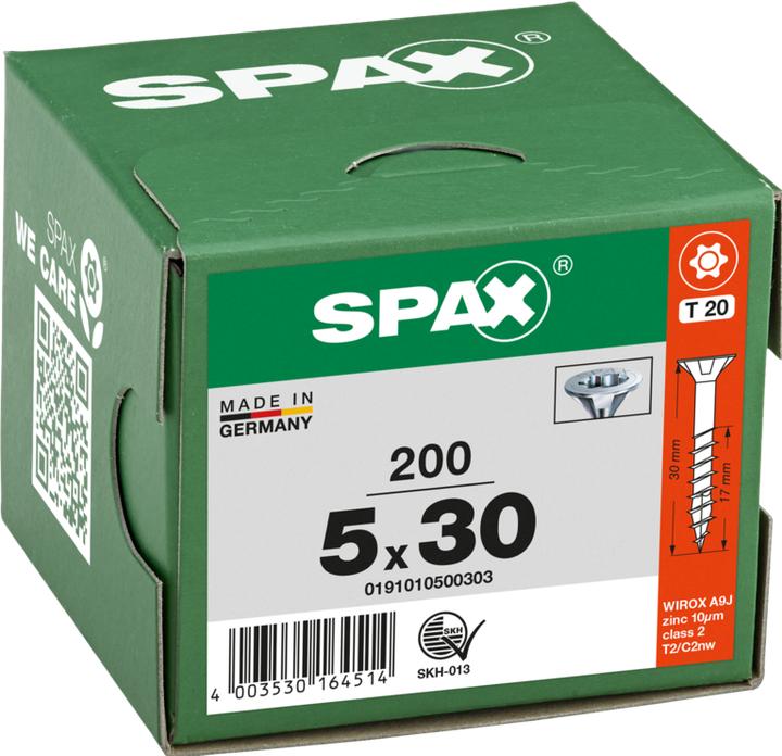 Produktbild Spax Universalschraube, T-STAR plus, Senkkopf, Wirox, Teilgewinde, 5,0 x 30 mm (200 Schrauben pro Stück)