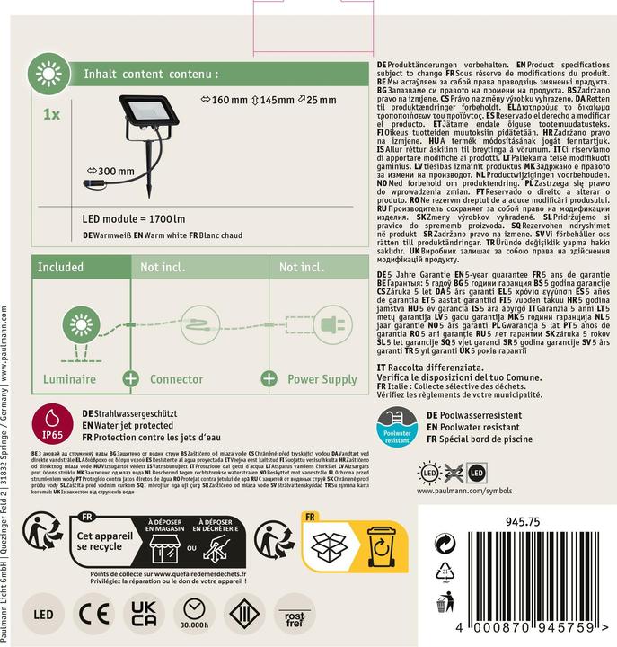 Produktbild Paulmann Outdoor Plug & Shine Flood Spot (1700 lm, IP65)