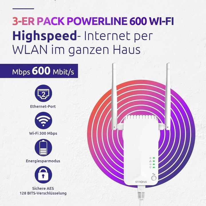 Actual product image Strong Powerline Wi-Fi 600 Triple Pack (600 Mbit/s)