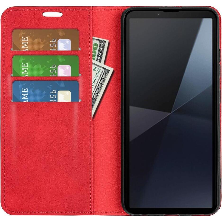 Thumbnail - Cover-Discount Sony Xperia 10 VI - Stand Flip Case Hülle (Sony Xperia 10 VI), Smartphone Hülle, Rot