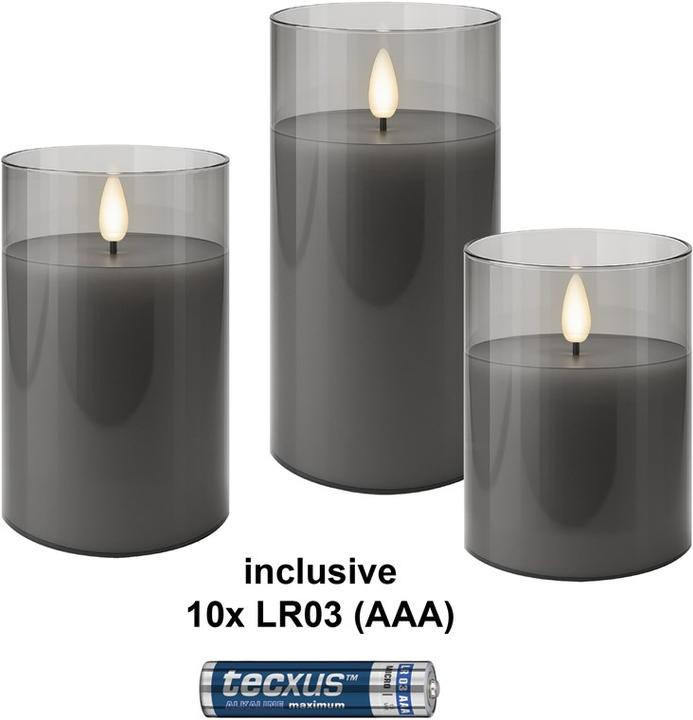Productafbeelding Goobay Set van 3 LED echte waskaarsen in een potje en 10 AAA LR03 (3x)
