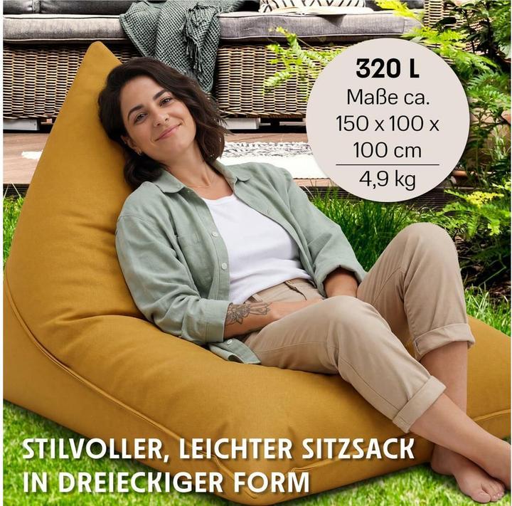 Produktbild Urbanara Sitzsack Basic-Outdoor Triangle, 300 l, Senfgelb