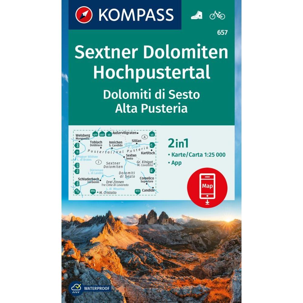 Wanderkarte 657 Sextner Dolomiten, Hochpustertal / Dolomiti di Sesto, Alta Pusteria, Landkarte
