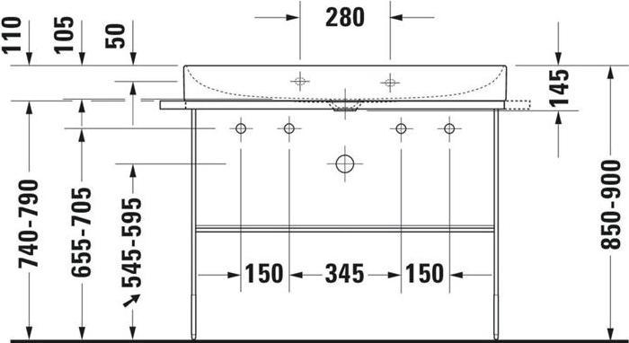 Actual product image Duravit Washbasin DURASQUARE o ÜL m HLB geschli 1000x470mm 1 HL we WG (470 mm, 1000 mm)